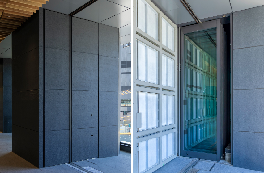 パネル:キャストアルミ フッ素樹脂焼付塗装仕上可動スクリーン〈STスライドシステム〉:ステンレス フッ素樹脂焼付塗装仕上