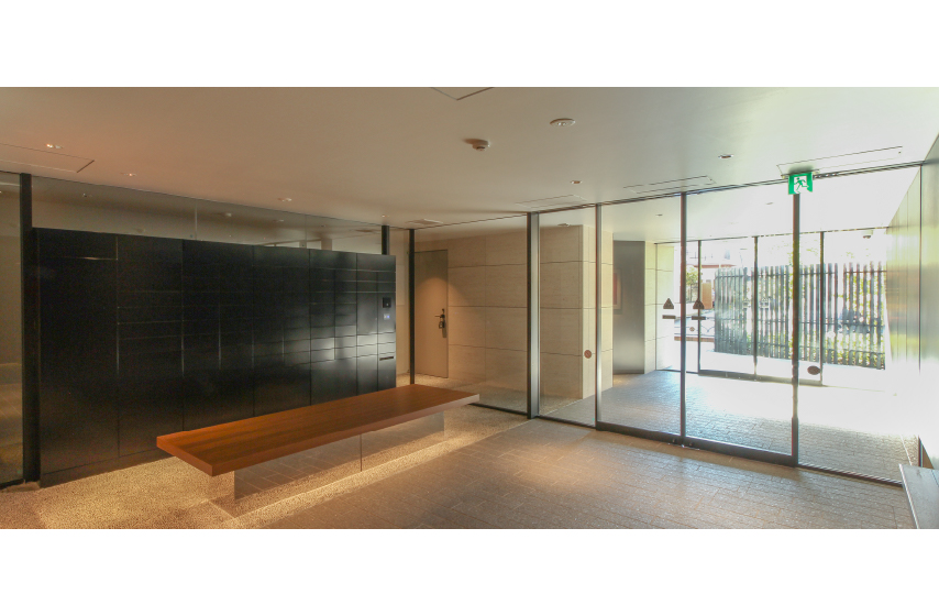 風除室 自動引分扉〈STスリム〉・FIX枠:ステンレス STスーパーブラック バイブレーション仕上