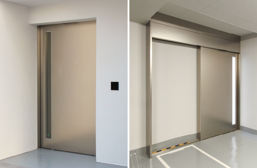 自動片引扉:ステンレス バイブレーション仕上