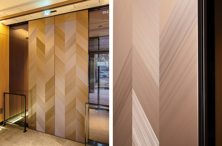 自動引分扉：ステンレス 特殊塗装仕上